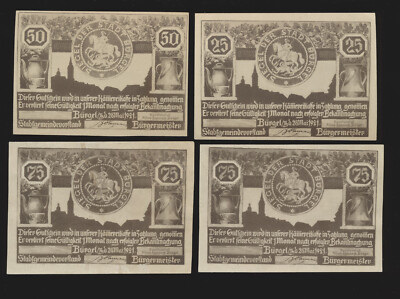 Bürgel  25 Pf , 50 Pf , 2x 75 Pfennig  Ohne KN   Notgeld  G/M 201.1b   ( 799 B