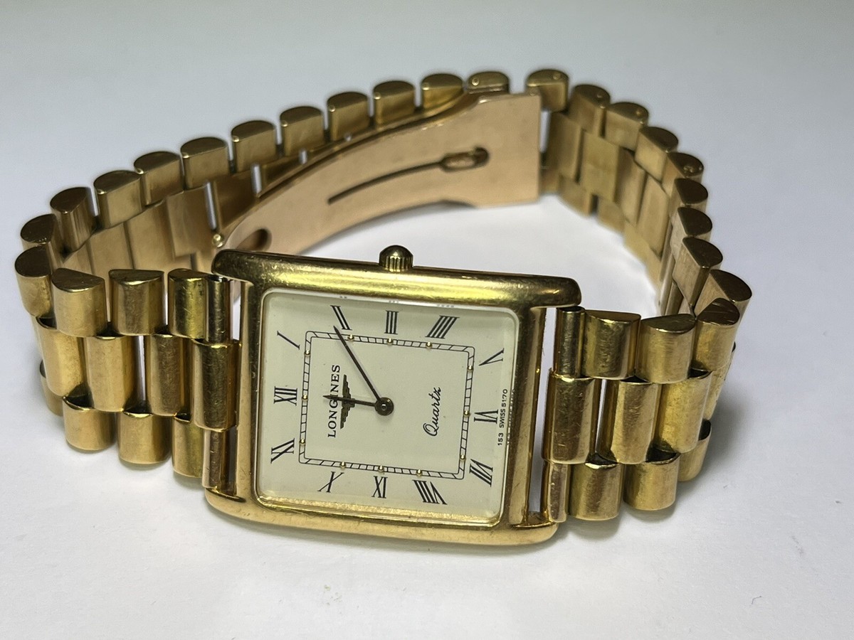 ルンルン！　18Kイエローゴールド Men's Longines Vintage 34mm Watch with 18K Yellow Gold Band