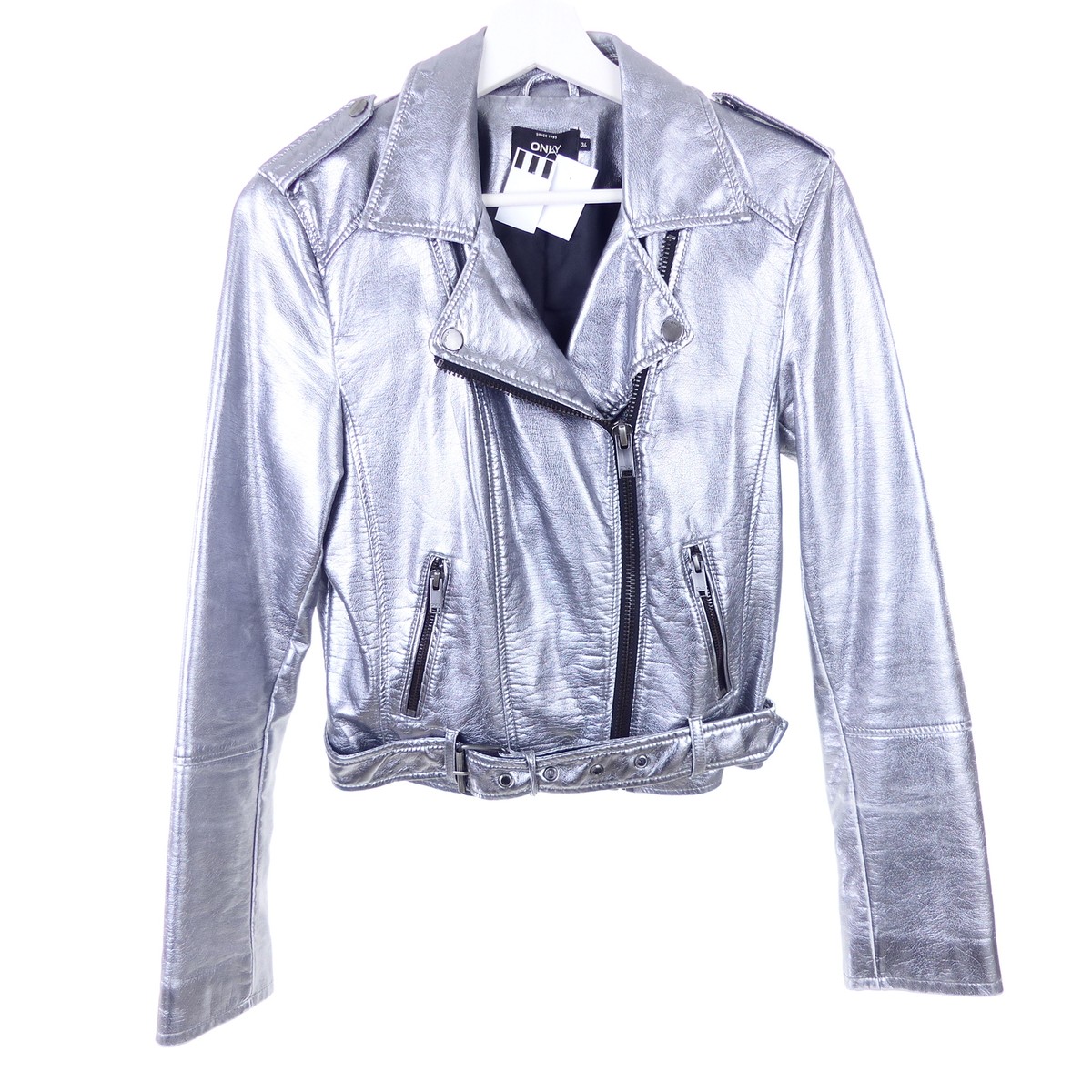Faux Leather Jacket Only Jacke Metallic Faux Leather Biker Jacket