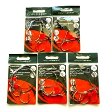 5 PACKS South Bend Sturgeon Rig Size 7/0 Two Hook 36" Wire Leader STRG-70