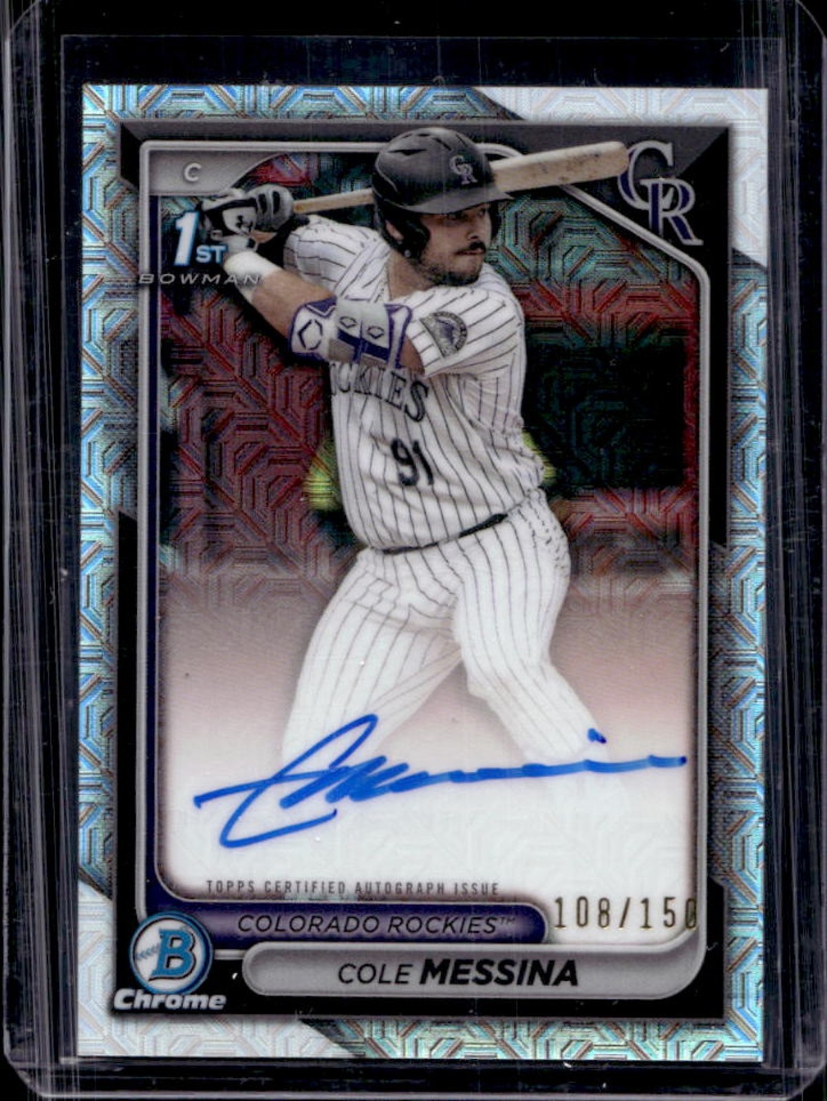 2024 Bowman Draft Cole Messina Chrome Auto HTA Choice Refractor 1st #/150