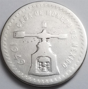 Mexico Una Onza Troy 1949, Casa de Moneda 1 Oz .925 Fine Silver Coin, 1st Editio