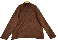 Eddie Bauer Men  s XXL Brown 1/4 Zip Long Sleeve Pullover Fleece Sweater