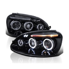 SPEC-D TUNING LED Halo Glossy Black Housing Smoke Lens Projector Headlights C...