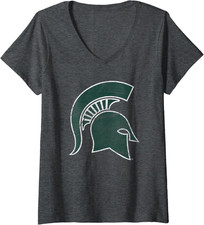 Womens Michigan State MSU Spartans Distressed Primary V-Neck T-Shirt
