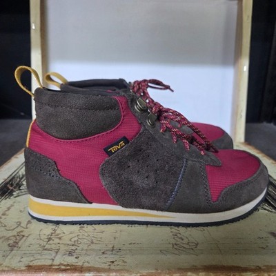 Size 7.5 Teva Highside '84 Women's Shoes Brown-Red Suede/Canvas Casual Sneakers 