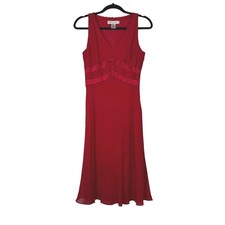 Nine West Red Silk Sleeveless Dress Size 6 Heart Date Night Y2K Valentine