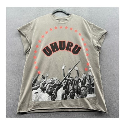 African Liberation Day Uhuru Graphic T-Shirt Grey Sleeveless Raw Hem XL