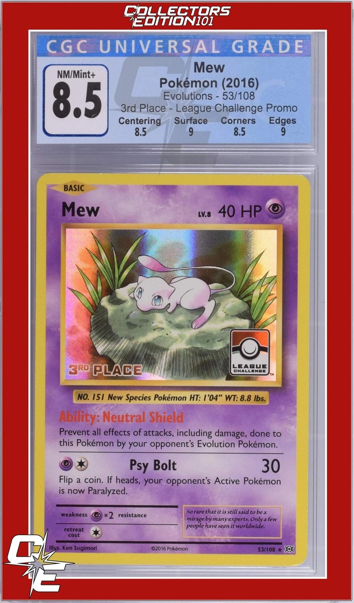 Evolutions Mew 53/108 3rd Place League Challenge CGC 8.5 | eBay