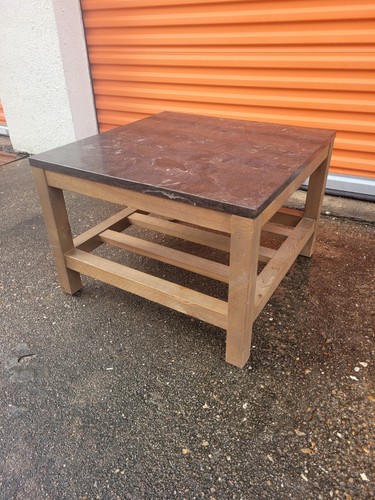 Pottery Barn Connor Stone Bunching Coffee Table 26"×26"×18.5"H, Stone/Wood - Picture 1 of 11