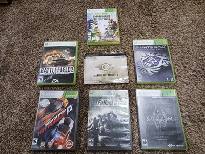 Xbox 360 Games Lot of 6 VG Condition Fallout 3 Making of Sleeve, Skyrim LE Saint