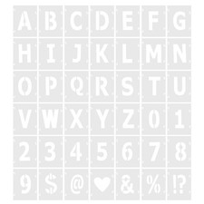 42Pcs 1 Inch Letter Number Stencils Alphabet Templates Set 1.5" Width White