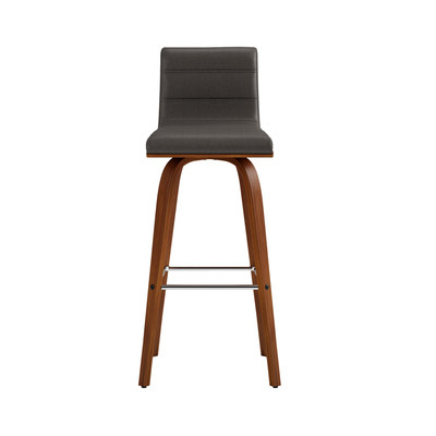 Armen Living Vienna Modern Faux Leather Upholstered Bar Stool in Gray