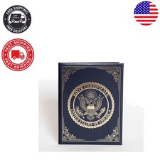 Elegant Navy Blue Birth Certificate Holder with Gold Eagle Seal - Keepsake Gift