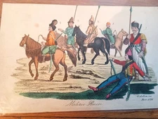 Antique Engraving Russia Czarist Empire Auxiliary Militias Cossacks Kalmyk
