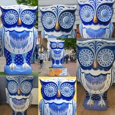 Garden Statue Big Hoot Rose and Rampion Owl. Art In The Wild Collection.
