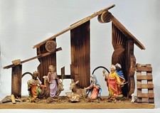 Vintage Made In Italy 9 Piece Nativity Set with Creche