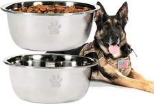 Large Dog Water Bowl 2 Pack, 1 Gallon 128Oz Stainless Steel Extra Large Dog Food