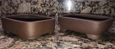 Tokoname Bonsai Tree Pots PAIR Signed Unglazed 6”x4”x2.75” UNUSED New