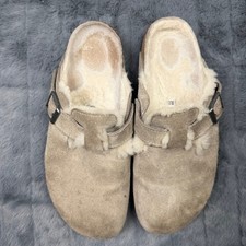 Birkenstock Boston Shearling Suede Clogs Stone Coin Taupe Size 39 L8 M6 9650