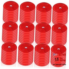 96 Pcs Front Round Reflector for Driveway Fence Gate Posts Trailers Safety Red
