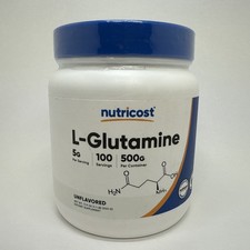 Nutricost Pure L-Glutamine Powder 500G - 100 Servings EXP 10/27 NON GMO