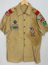 EAGLE Boy Scouts Of America Button Up Uniform Shirt Mens Brown Pocket Vintage