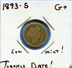 W@W 1893-s  Barber Dime, ( Very Tough Date !!!! ) G+ !!!!!!!!!!