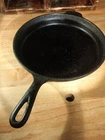 Vtg 1930s Lodge  Crescent Moon Cast Iron Skillet Chicken Fryer, Flat 9.25 In