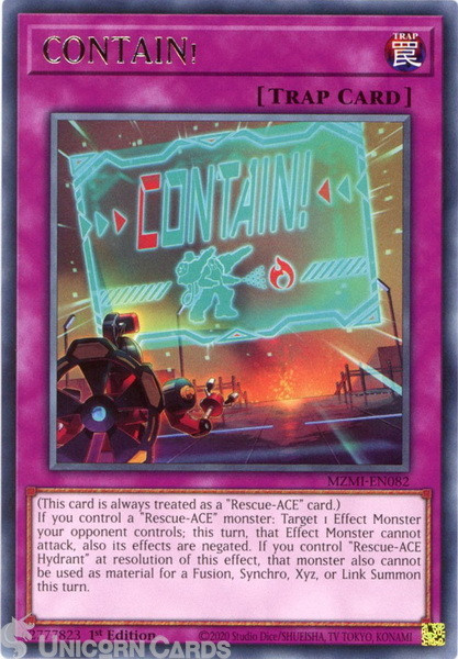 MZMI-EN082 CONTAIN! :: Rare 1st Edition YuGiOh Card