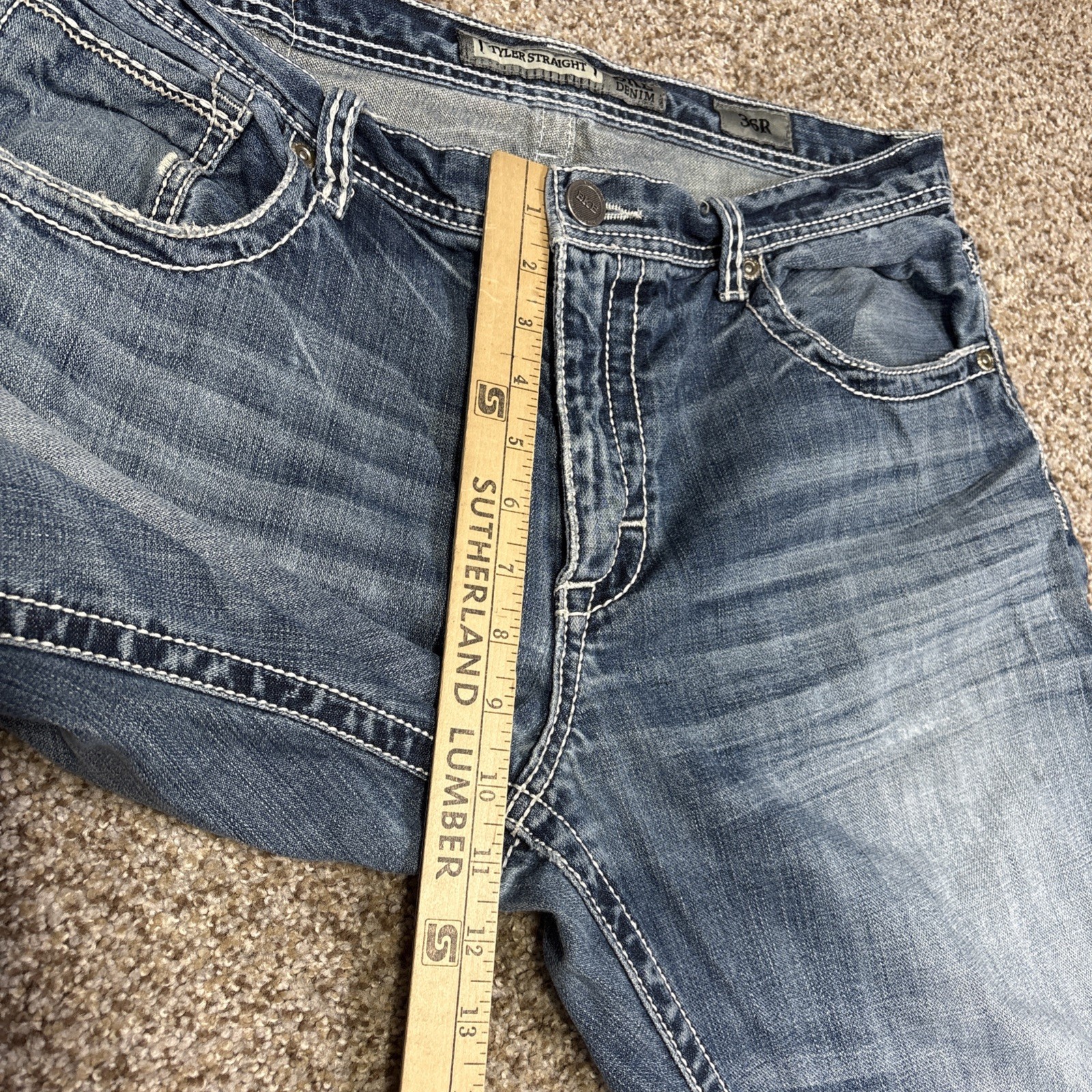 Men's BKE Tyler Straight Leg 36 R Denim Jeans 34x31 Frayed Hems - View 8