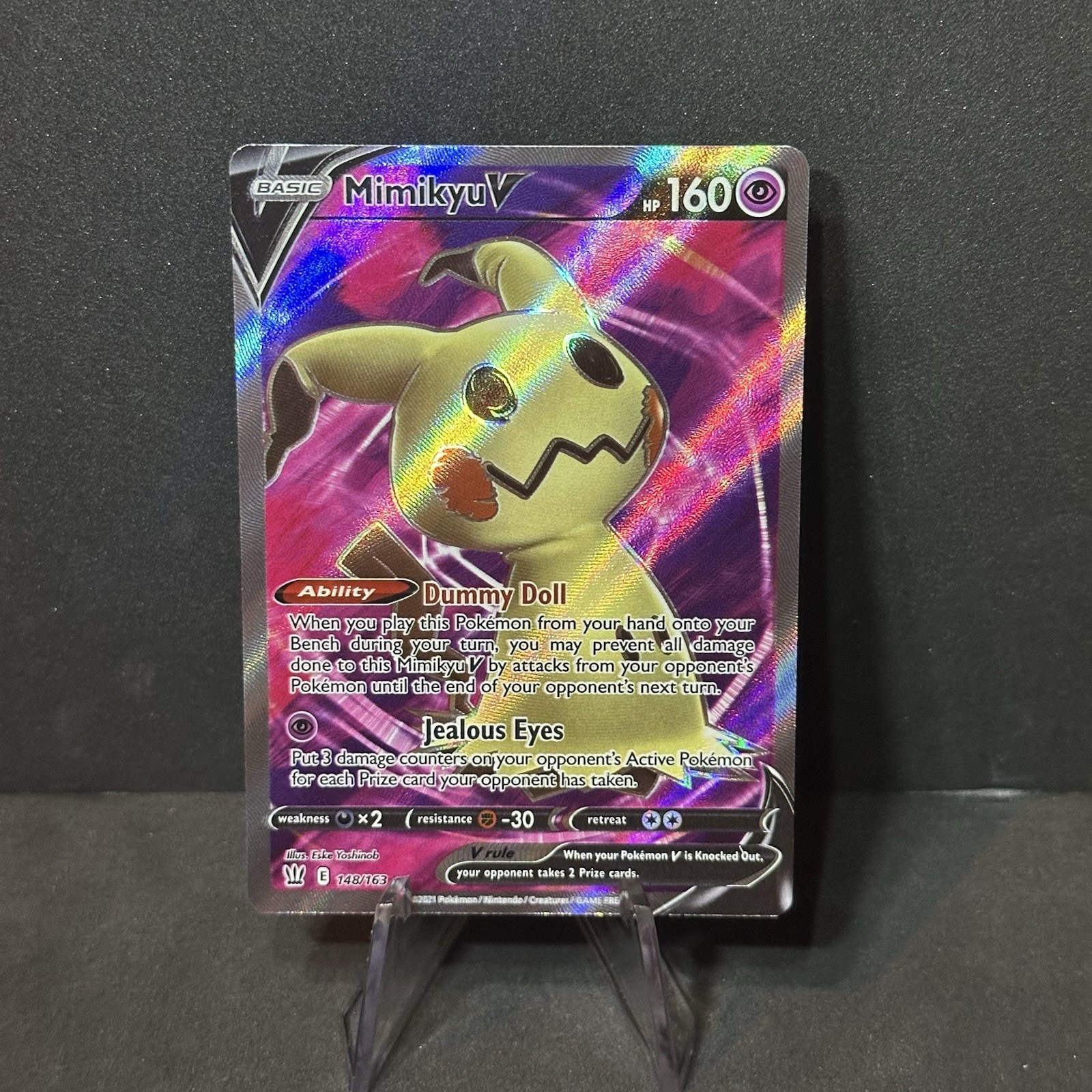 Mimikyu v Full Art Holo Card 148/163 Swsh05: Battle Styles NM Condition, English