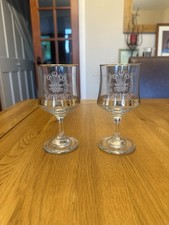 Charles and Diana Royal Wedding Commemorative Stemmed Wine Glass Goblets x 2 VGC