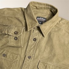 Woolrich L Dark Wheat Cotton Button Up Shirt Jacket Shacket Long Sleeve Outdoor