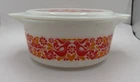 Pyrex Dutch Friendship 475-B Casserole Dish and Lid 2.5 Qt Milk Glass Red Orange