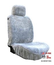 Premium Sheepskin Car Seat Cover - All Season Comfort and Light Gray Color