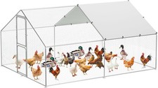 9.8x13.1x6.6ft Large Metal Chicken Coop Walk-in Poultry Cage Chicken Pen Hen Run