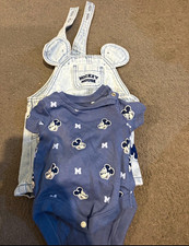 Disney Mickey Mouse Baby newborn Dungarees & Bodysuit Set 2pc Blue