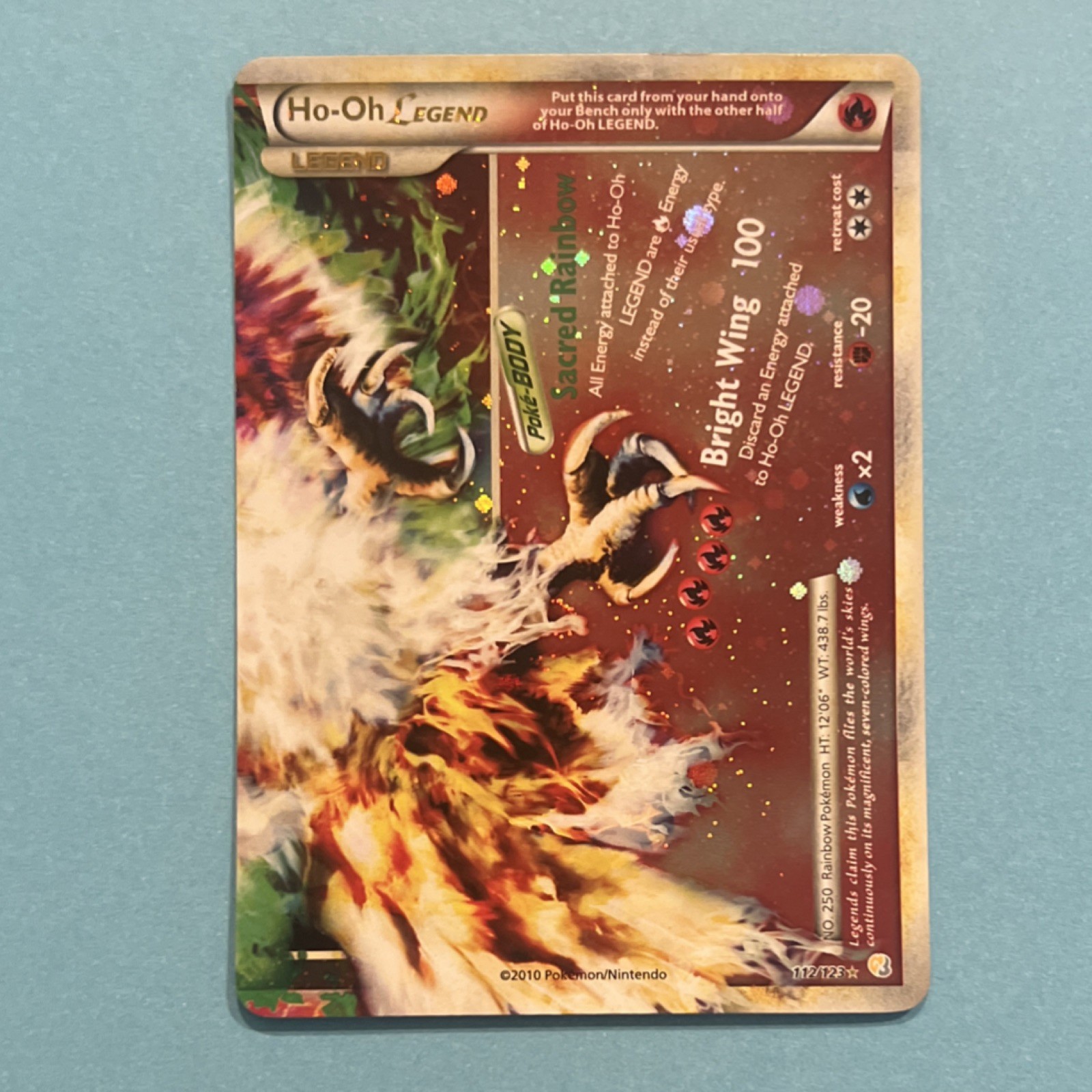 Pokémon Ho-Oh LEGEND 112/123 Heartgold & Soulsilver Holo 140 HP 100 Attack 2010
