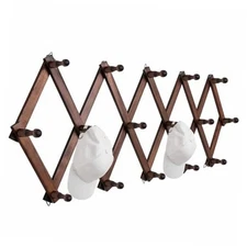 Hat Rack for Wall, Expandable Wall Hat Holder with 16 inch 16 Hooks Brown