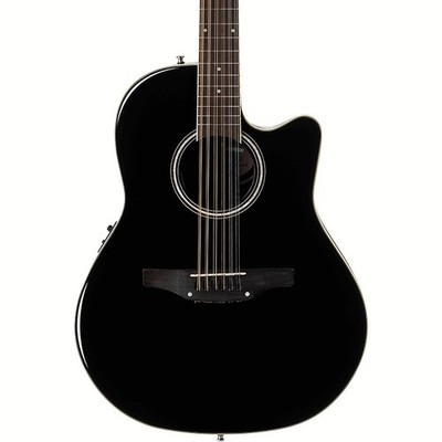 Ovation Applause AB2412 Traditional 12-String A/E Guitar, Spruce Top, Black