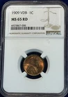 1909 VDB Lincoln Cent NGC MS 65 RD
