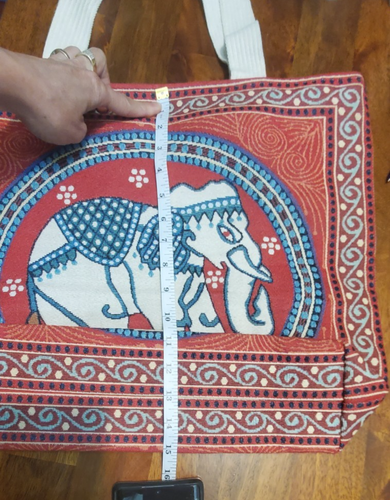 Thai Tote Handcrafted Elephant Handbag Cotton Elephant Tote Bag - Picture 9 of 10