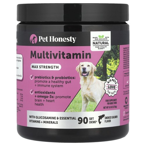 Multivitamin, Max Strength, For Adult Dogs, Smoked Salmon, 90 Soft Chews, 9.5 oz