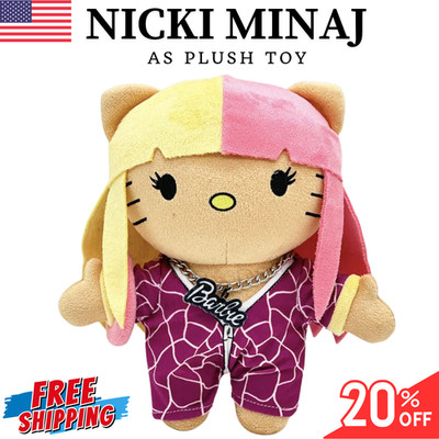 Hello Kitty As NICKI MINAJ Singer Plush Doll Soft Stuffed Figure Plush Toy 22 cm