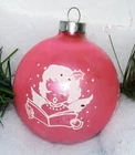 RARE~Vtg~3" Stenciled ANGEL FACE Singing~ Pink Glass Xmas Ornament~Shiny Brite?