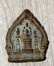 Ancien Amulette Thaï En Bronze Bouddha -A08