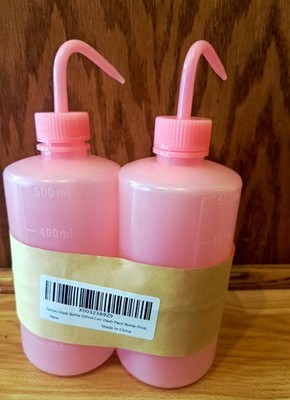 2 Pack 500ml Tattoo Wash Bottles Pink Squeeze Squirt Bottle Lab Dispenser NEW