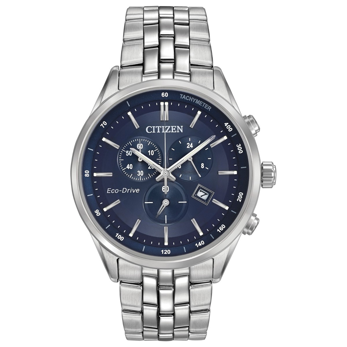Citizen Men's Corso Chronograph Silver Blue Eco-Drive Watch 42MM