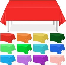 12 Pack Assorted Color Plastic Tablecloth Disposable Plastic Rainbow Tablecloth